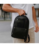 Leather Travel Backpack for Men and Women, Black Crocodile-Embossed Desi... - $5,129.04 MXN