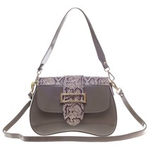 AURA Italian Made Genuine Taupe Patent Leather Small Crossbody Purse Bag... - £274.21 GBP