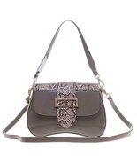 AURA Italian Made Genuine Taupe Patent Leather Small Crossbody Purse Bag... - $346.50