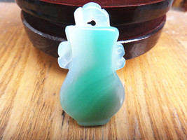 Free Shipping - good luck Natural green agate carved Vase / Bottle charm pendant - £17.53 GBP