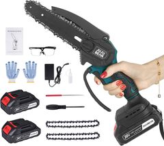 Mini Chainsaw 6 Inch Cordless, Battery, 2 Rechargeable Batteries Included - £30.02 GBP