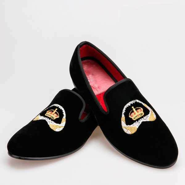 New Men's Black Velvet Loafer Handmade Embroidered Slippers Party Wear Shoes  20