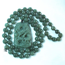 Free Shipping - 2012 Good luck Amulet Natural dark green Jadeite Jade carved Dra - $29.99