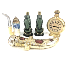 Vintage Avon Bottles Lot of 5 Tribute 2 Pony Pipe Clock All Empty - £11.39 GBP