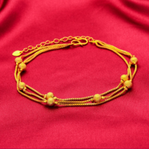 Boho Bead Chain Anklet 24K Gold Plated - £13.76 GBP