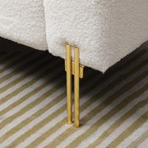 Modern Beige Sherpa Bench: End of Bed Ottoman, Gold Legs, 2-Seater - $179.99