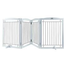 VEVOR Free Standing Dog Gate, 32" H x 96.5" W Freestanding Pet Gate, White - $76.99