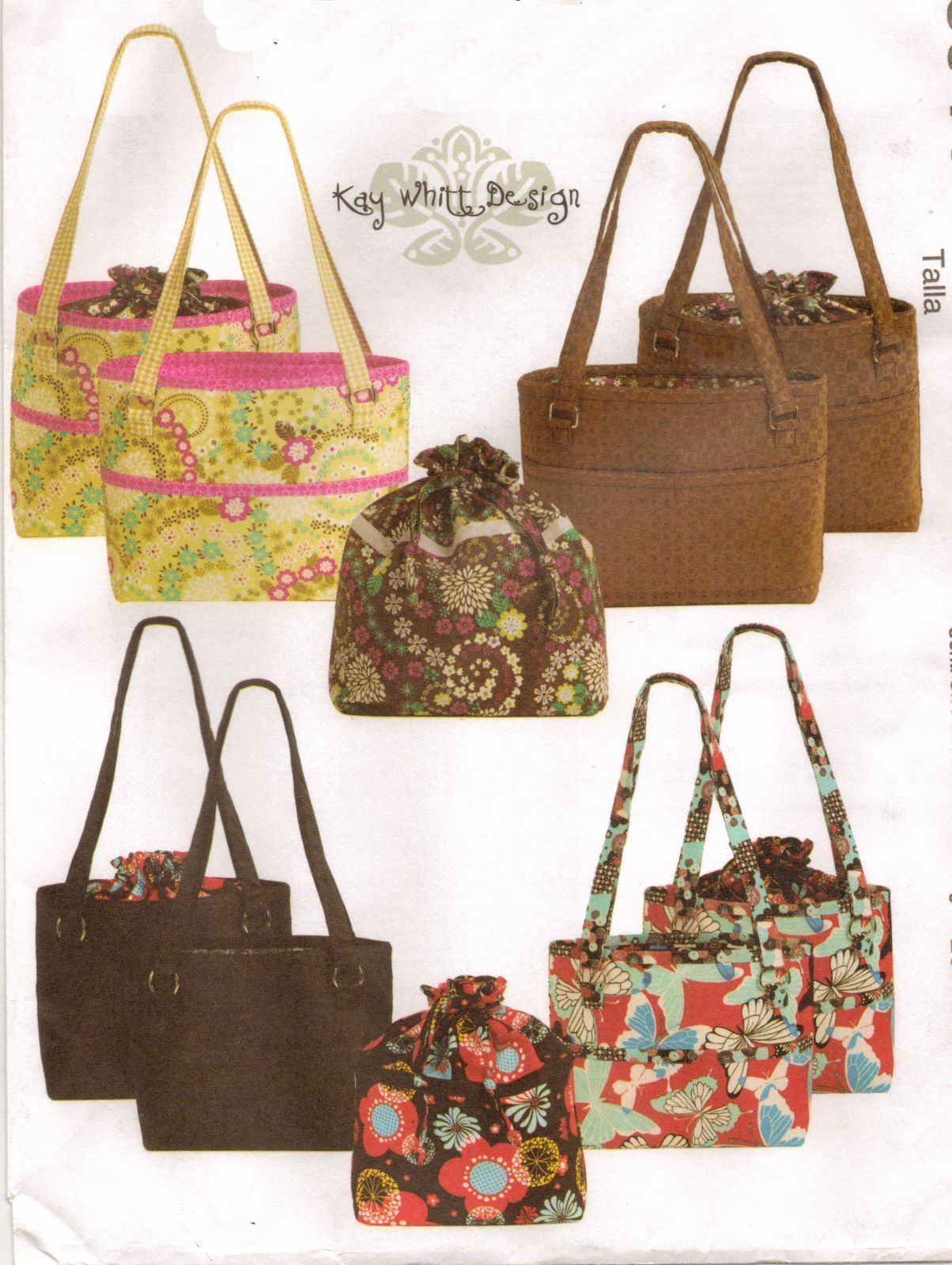 Bags Totes 2 Sizes Contrast Liners Handbags Purse Changeable Liner Sew Pattern - $12.99