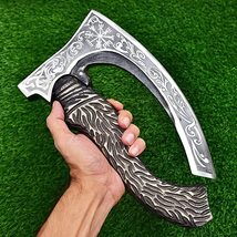 Viking-Style Pizza Cutter Axe with Leather Sheath | Hand-Forged Carbon S... - $117.00