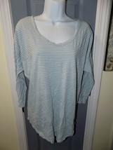 Fresh Produce Gray Sweet Pinstripe Scoop Knit Shirt Top Size M Women&#39;s Euc - £14.78 GBP