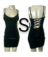 Brown Velvet Lace Up Back Mini Dress ~SIZE S - $37.00 CAD