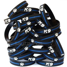 100 of K9 Wristbands - K-9 Bracelets - Thin Blue Line Canine Police Bracelet - £55.05 GBP