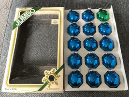 VTG Jumbo 14 Blue 1 Green Glass Decorative Christmas Ornaments Pyramid Rauch 15 - £8.46 GBP