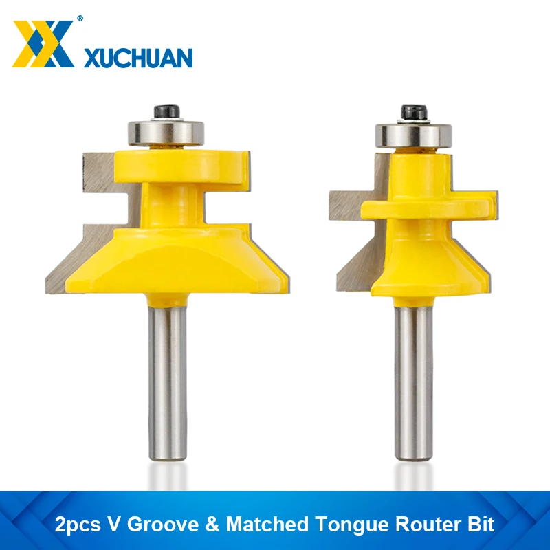 V Groove &amp; Matched Tongue Router Bit 2pcs 8mm Shank wor Groove Cutters Tungsten  - £222.01 GBP