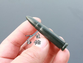 Free Shipping - rare  green Jadeite Jade Hand- carved  Bullet jadeite jade charm - £23.58 GBP