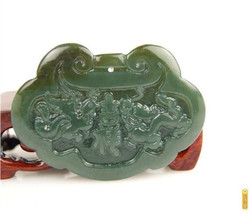 Free Shipping - good luck Hand carved Natural dark Green jade carved dragon Phoe - £20.70 GBP