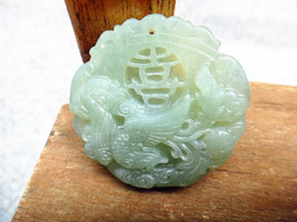 Free shipping -   Natural  Green Phoenix  jadeite jade charm Pendant / Necklace - £20.73 GBP