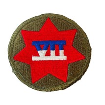 US Army Military Round Patch VII Seven Corp Green 7 pt Red Star w White &amp; Blue - £8.76 GBP