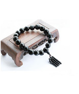 Free Shipping - good luck 100%  natural black agate / agate Prayer Beads meditat - $30.00