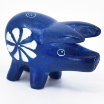 Vaneal Group Hand Carved Kisii Soapstone Tiny Miniature Blue Piglet Pig Figurine - £11.13 GBP