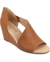 Journee Collection Women&#39;s Aretha Perforated Wedges Brown Size 6.5M B4HP - £31.92 GBP