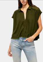 Free People Womens T-Shirt Low Down Green Size Xs OB1102105 - £38.00 GBP