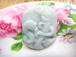 Free Shipping -   Green Jadeite Jade carved Snake  charm Pendant - £30.02 GBP