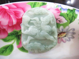 Free Shipping - Natural green jadeite jade carved Horse charm Pendant - £29.75 GBP