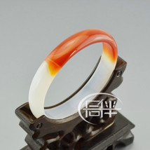 Free Shipping -  perfect 100% AAA Natural white and red  agate charm Bangle / cu - £70.22 GBP