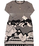 NWT LuLaRoe Medium Black White Noir Blanc Striped Floral Debbie L/S Shea... - $34.64