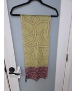 Adrienne Vittadini 100% Silk Long Scarf Green &amp; Purple Geometric Pattern... - $10.85