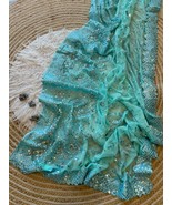 Georgette Silk Saree All Embroidery And Sequins Work Viscos Border Saree - $90.00