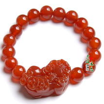 Free Shipping - &#39;&#39; good luck &#39;&#39; Hand carved natural RED agate / Carnelian &#39;&#39; PI  - £21.64 GBP