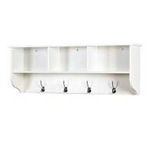 White Entryway Wall Mounted Coat Rack with 4 Dual Hooks Living Room - £49.55 GBP