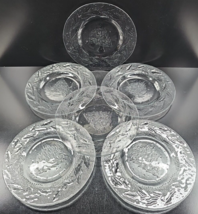 6 Arcoroc Holly Tree Dinner Plates Set Vintage Clear Holiday Xmas Etch Dish Lot - £47.26 GBP