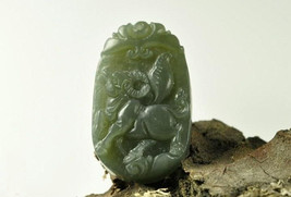 Free Shipping -   green jadeite jade pendant / Natural green jade Zodiac carved  - £31.29 GBP