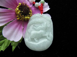 Free Shipping -good luck Amulet Natural green Jadeite Jade carved  Rabbit charm  - £22.41 GBP