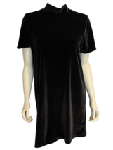 Madewell Women&#39;s Mock Neck Short Sleeve Velveteen Dress Black L - $23.74