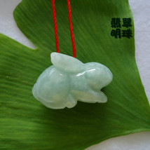 Free Shipping - perfect Hand - carved Natural Jadeite Jade Small white Rabbit Ja - £15.98 GBP