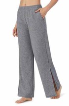 Refinery29 Womens Side Slit Wide Leg Jersey Pajama Pants, X-Small, Grey Heather - £35.67 GBP