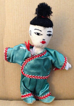 Vintage 1950s Ada Lum Style Chinese Stuffed Cloth Green Silk Pajamas Boy Doll - £35.07 GBP