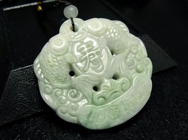 Free Shipping -  Rich Fortune Natural Green Jadeite Jade Carved  Fish  charm Pen - £20.55 GBP
