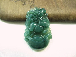 Free Shipping - Amulet  Natural dark green Jadeite Jade Zodiac Horse charm Penda - £15.98 GBP