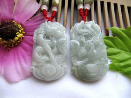 Free Shipping - A pair good luck Gift  Hand - carved dragon Phoenix Natural whit - £23.70 GBP