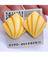 Vintage Earrings Shell Shaped Clay Yellow Beach Tropical Cruise Resort W... - $37.22