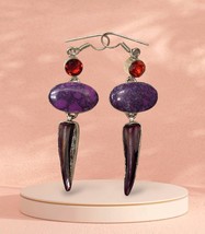 New Sterling Silver Drop Earrings Natural &amp; Faux Stones Marked 925,  2 5/8&quot; - £14.99 GBP