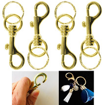 4 Pc Lobster Clasp Snap Hook Gold Metal Key Ring Lanyard Pendant Keychai... - £12.57 GBP