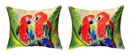 Pair of Betsy Drake Two Parrots No Cord Pillows 16 Inch X 20 Inch - £62.29 GBP