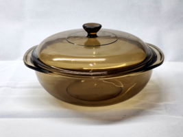 Vintage PYREX 024 Amber Glass 2 Quart Round Casserole Dish Bowl With Lid - EUC - £25.19 GBP