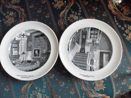 Spode Two Collector Plates White And Black Longfellow Library &amp; HALL[a*4-1black] - £59.35 GBP